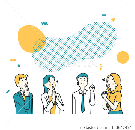 Illustration of four business worker who were impressed Illustration of four business worker who were impressed 113642454