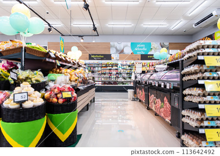 Supermarket or Hypermarket for shopping a food Supermarket or Hypermarket for shopping a food 113642492