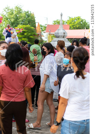Ordination ceremony in buddhist change man to monk 113642555