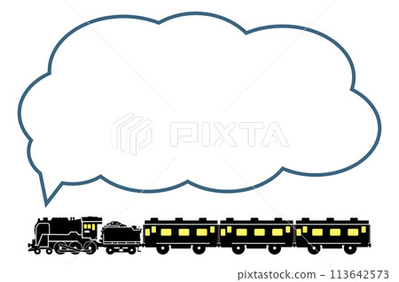 A silhouette design of a toy-like SL C62 and fluffy speech bubbles 113642573