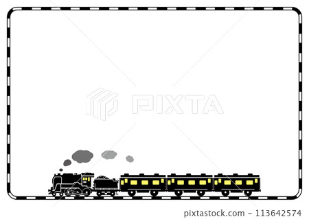 用圖案畫筆繪製的鐵路框架和玩具般的 SL C62 輪廓設計 113642574