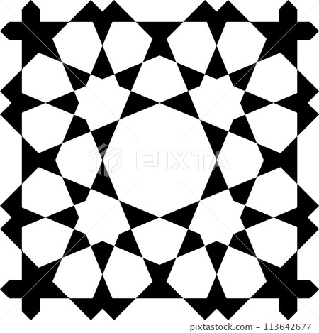 Seamless geometric ornament based on traditional islamic art. Black and white. Seamless geometric ornament based on traditional islamic art. Black and white. 113642677