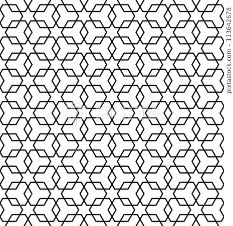 Seamless arabic geometric ornament in black color. 113642678