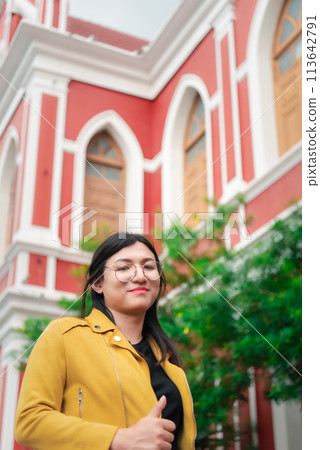 Woman (LGBTQ) posing outdoor fashion style 113642791