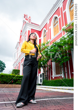 Woman (LGBTQ) posing outdoor fashion style 113642803