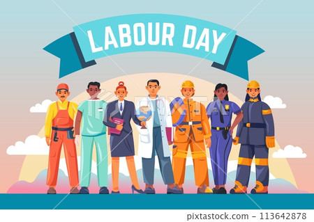 Labor day characters. Happy 1 may work professions international celebration, essential workers group different occupation world holiday job industry 113642878