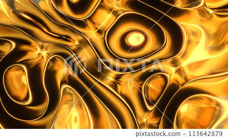 Golden waves abstract 3d render 113642879