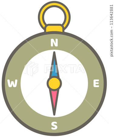 Cute hand drawn kawaii summer camping picnic set compass 113642881