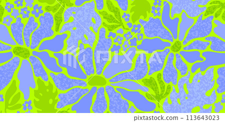 Flower pattern vector. Abstract floral background. Neon blue green funky aesthetic seamless art. Summer spring liquid shape print. Y2k color design leaf flower pattern. Modern irregular background Flower pattern vector. Abstract floral background. Neon blue green funky aesthetic seamless art. Summer spring liquid shape print. Y2k color design leaf flower pattern. Modern irregular background 113643023