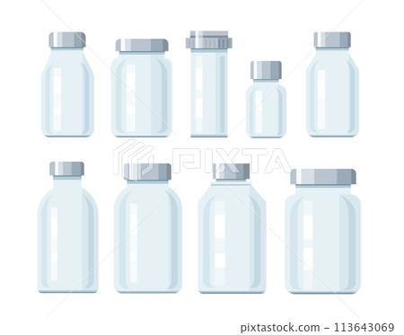 Set of glass bottles isolated. vector illustration Set of glass bottles isolated. vector illustration 113643069