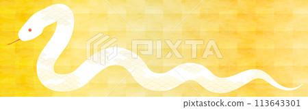 2025 Year of the Snake New Year's card material, snake and gold Japanese-style background 2025 Year of the Snake New Year's card material, snake and gold Japanese-style background 113643301