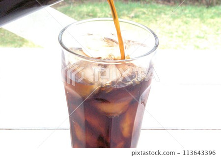 Pour iced coffee Pour iced coffee 113643396