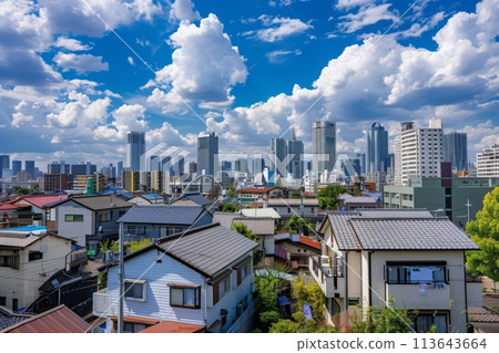 Cityscape with blue sky 113643664