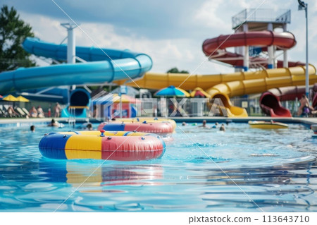 Pool with water slide 113643710