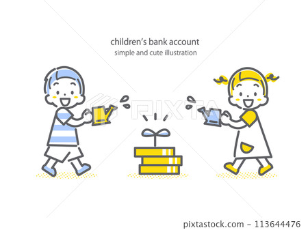 Children raising money: simple and stylish line drawing illustration Children raising money: simple and stylish line drawing illustration 113644476