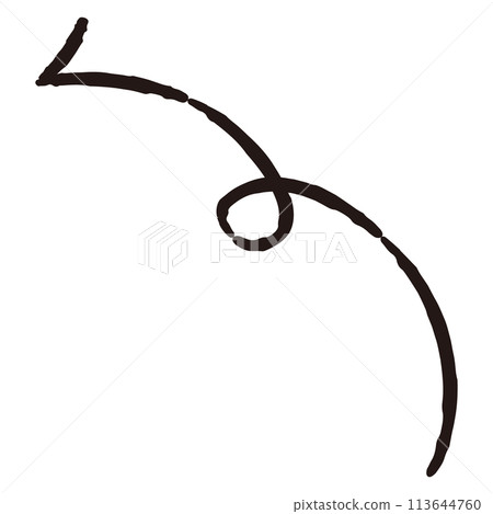 Illustration of a curved hand-drawn arrow (black and white) 113644760