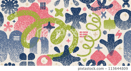 Noise y2k grafitti shapes pattern. Abstract figures with grain gradient background. Halftone gradation vector elements with dot noise. Y2k graphic geometric seamless shapes. Pixel pink green design Noise y2k grafitti shapes pattern. Abstract figures with grain gradient background. Halftone gradation vector elements with dot noise. Y2k graphic geometric seamless shapes. Pixel pink green design 113644809