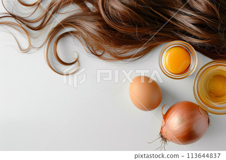 Organic Haircare Ingredients Flatlay 113644837