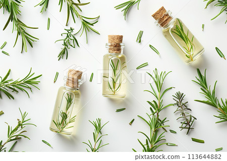 Essential Oils with Fresh Rosemary 113644882