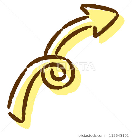Illustration of a curved hand-drawn arrow (color) 113645191