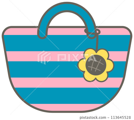 Kids hand drawn kawaii summer cute elements set beach bag Kids hand drawn kawaii summer cute elements set beach bag 113645528