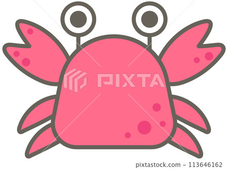 Kids hand drawn kawaii summer cute elements set crab 113646162