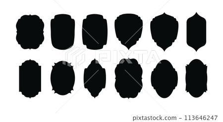 Set of vintage label and badges shape collections. Black template for patch. Vector Set of vintage label and badges shape collections. Black template for patch. Vector 113646247