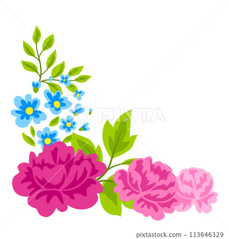 Background with pretty flowers. Beautiful decorative natural plants and leaves. Background with pretty flowers. Beautiful decorative natural plants and leaves. 113646329