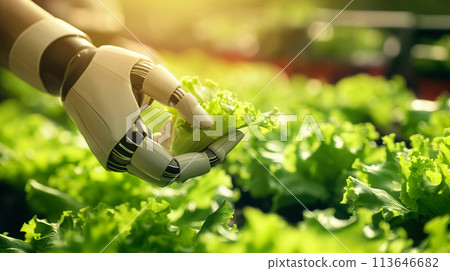 Agriculture robot farming vegetables Agriculture robot farming vegetables 113646682