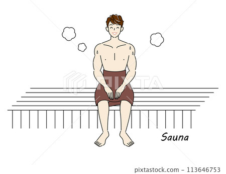 一個喜歡桑拿的清爽男人在桑拿房享受桑拿 Toto 桑拿男孩簡單插圖 一個喜歡桑拿的清爽男人在桑拿房享受桑拿 Toto 桑拿男孩簡單插圖 113646753