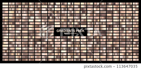 Silver glossy gradient, metal foil texture. Color swatch set. Collection of high quality gradients. Shiny metallic background. Design element. Vector illustration 113647035