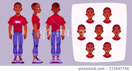 Young african man character constructor Young african man character constructor 113647748