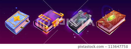 Old fantasy magic book game icon ui cartoon vector 113647758