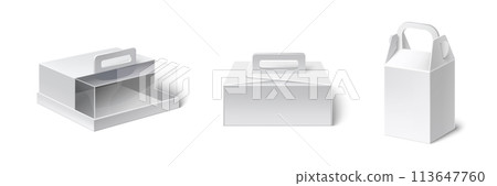 Cardboard cake boxes set on white background 113647760