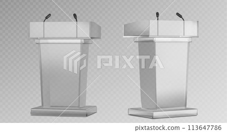 Glass transparent pulpit with microphone Glass transparent pulpit with microphone 113647786