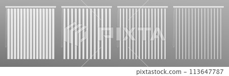 Office window vertical jalousie opening steps. 113647787