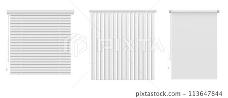 Window blinds set isolated on white background 113647844