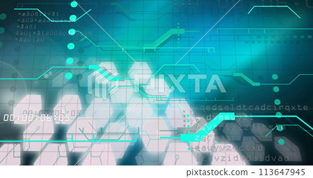 Image of data processing over computer circuit board Image of data processing over computer circuit board 113647945