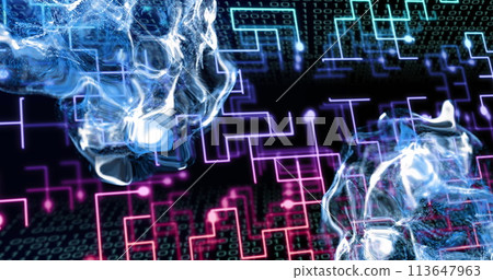 Image of data processing over circuit board Image of data processing over circuit board 113647963
