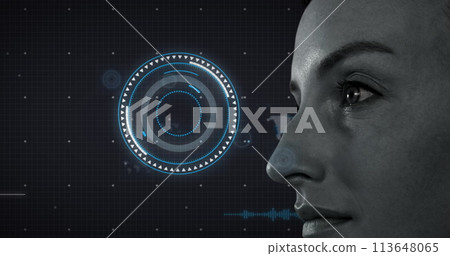 Image of scope scanning and data processing over woman 113648065