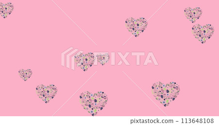 Image of sale text over heart flowers moving in hypnotic motion Image of sale text over heart flowers moving in hypnotic motion 113648108