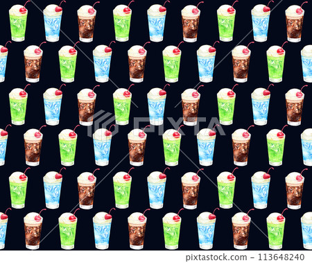 Soda float pattern Hand-drawn watercolor illustration textile 113648240