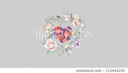 Image of flash sale text on banner over flowers moving in hypnotic motion 113648285