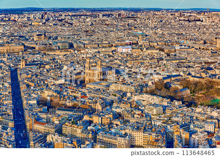 View from the Montparnasse tower on Paris in early spring. 113648465