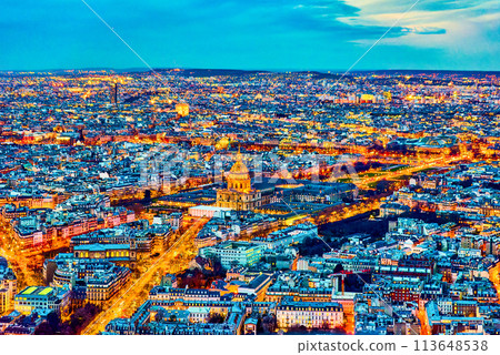 View from the Montparnasse tower on Paris in early spring. View from the Montparnasse tower on Paris in early spring. 113648538