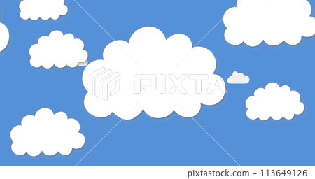 Image of colorful balloons flying over cloudy sky 113649126