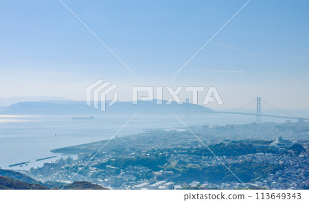 從天狗山看到的明石海峽大橋 113649343