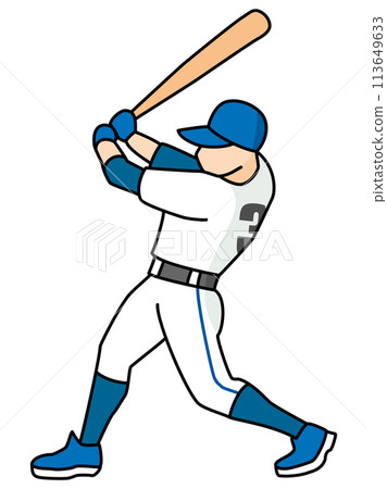 棒球選手全速擊球的插圖 棒球選手全速擊球的插圖 113649633