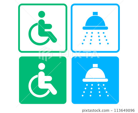 Wheelchair and shower room icon color 113649896