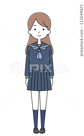 女高中生插畫（水手服） 113649925